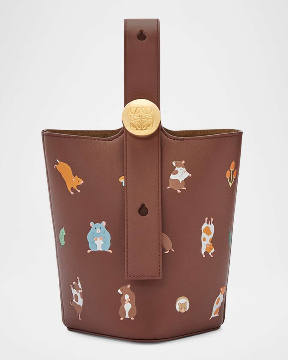 x Suna Fujita Pebble Mini Hamster Bucket Bag in Napa Leather
